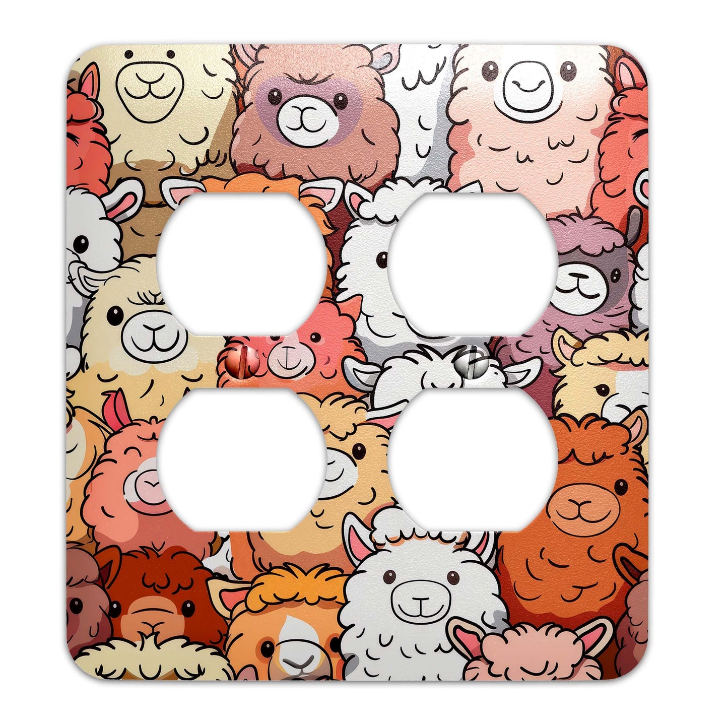 Metal Decorative Light Switch Plate Cover - Happy Alpacas - Other Sizes Available #4761