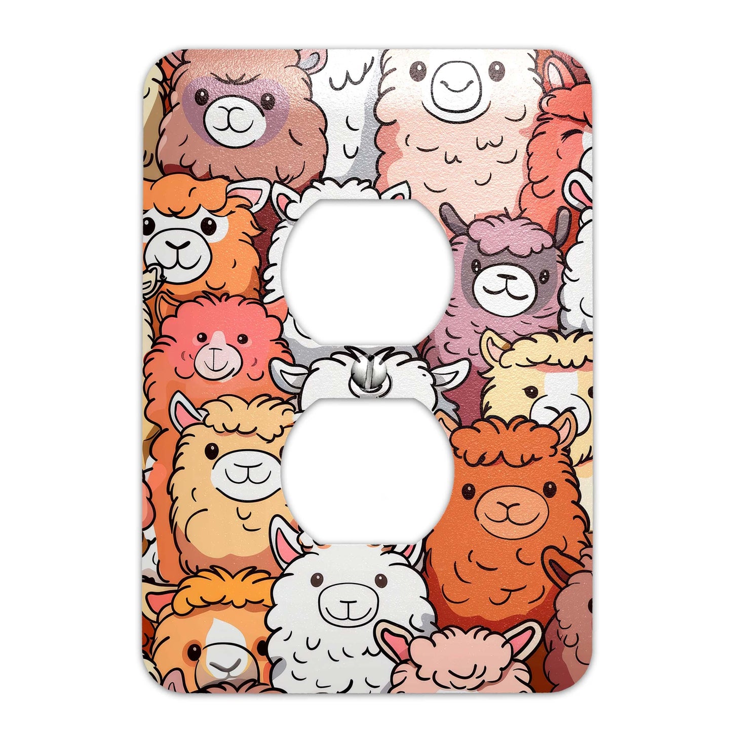 Metal Decorative Light Switch Plate Cover - Happy Alpacas - Other Sizes Available #4761
