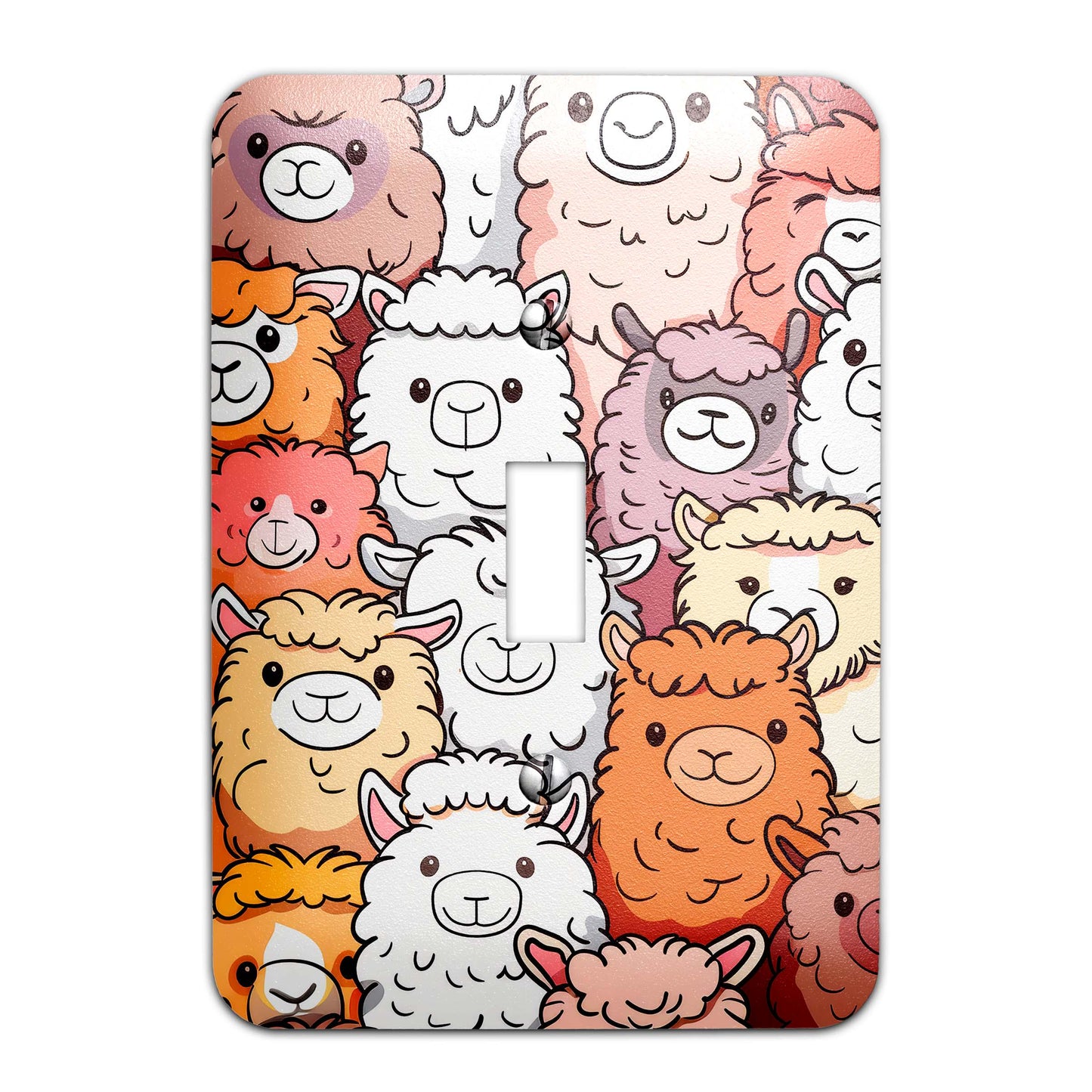 Metal Decorative Light Switch Plate Cover - Happy Alpacas - Other Sizes Available #4761