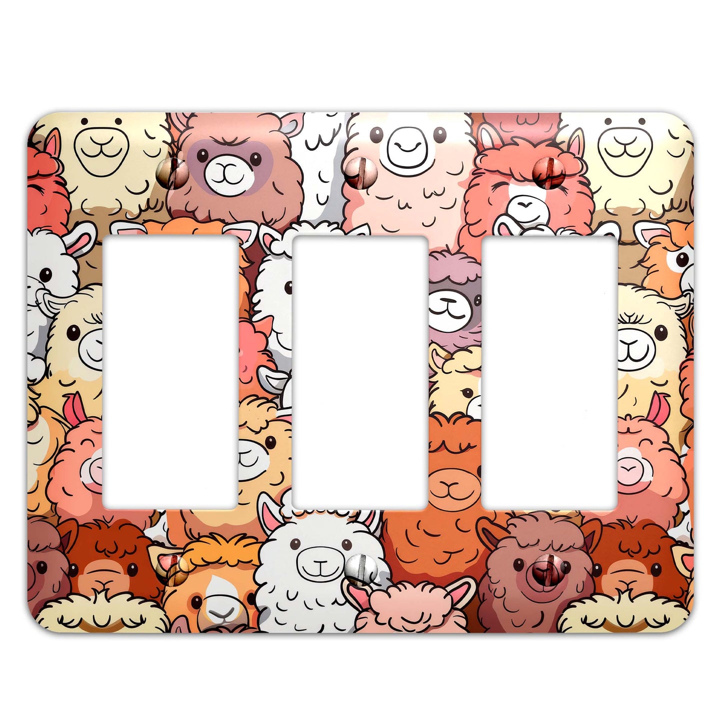 Metal Decorative Light Switch Plate Cover - Happy Alpacas - Other Sizes Available #4761