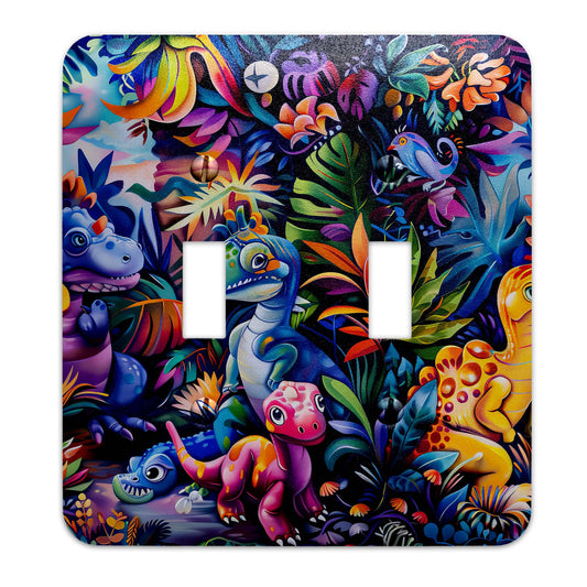 Dinosuar Jungle Design Metal Decorative Light Switch Plate Cover, Kids Room, Kids Bath, Home Decor - Several Sizes Available #5178