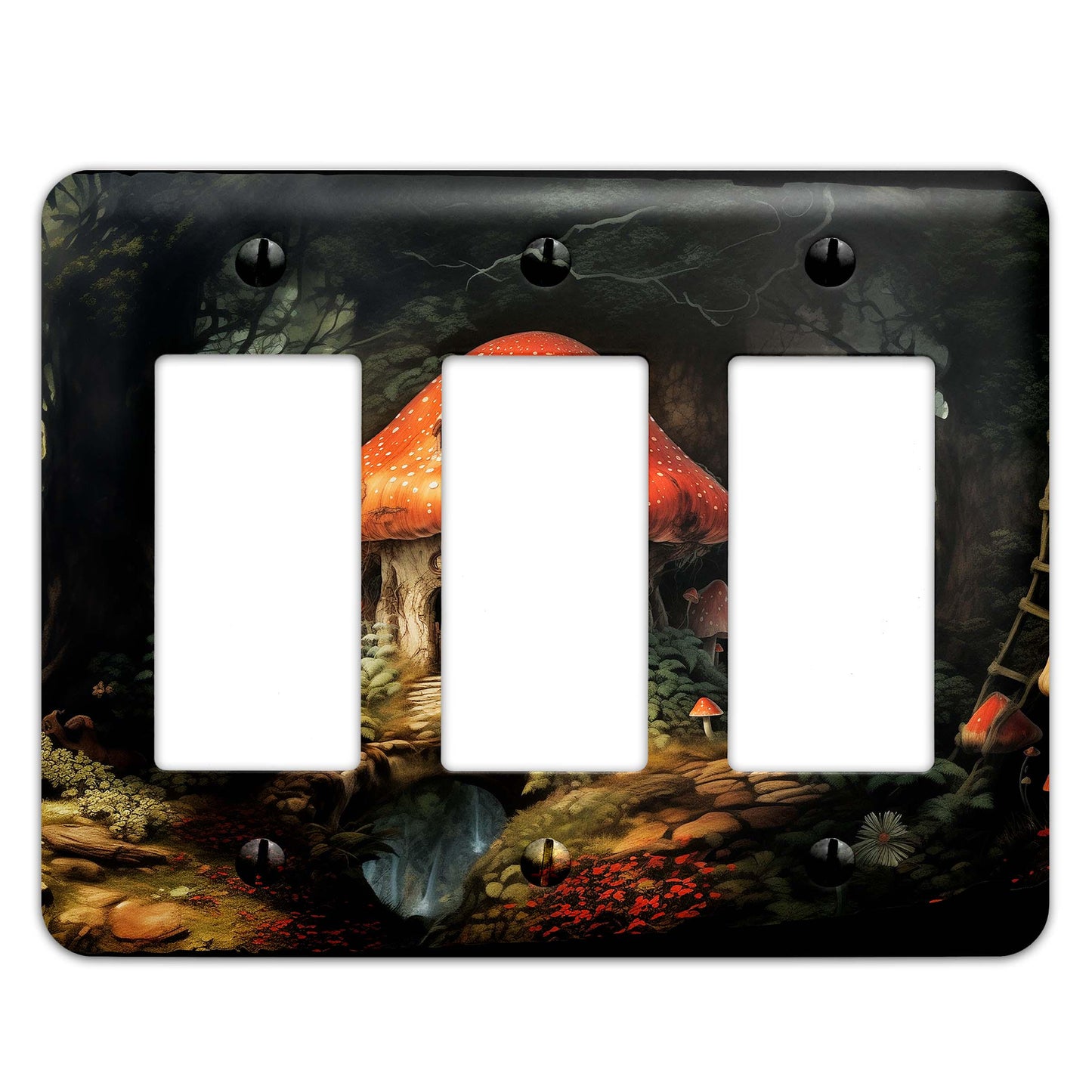Fantasy Fairy Mushroom Garden Metal Decorative Light Switch Plate Cover - Several Sizes Available #5243