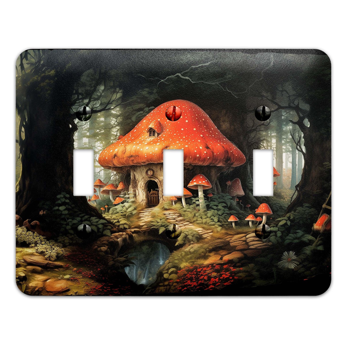 Fantasy Fairy Mushroom Garden Metal Decorative Light Switch Plate Cover - Several Sizes Available #5243