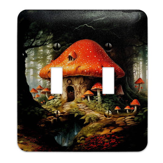 Fantasy Fairy Mushroom Garden Metal Decorative Light Switch Plate Cover - Several Sizes Available #5243