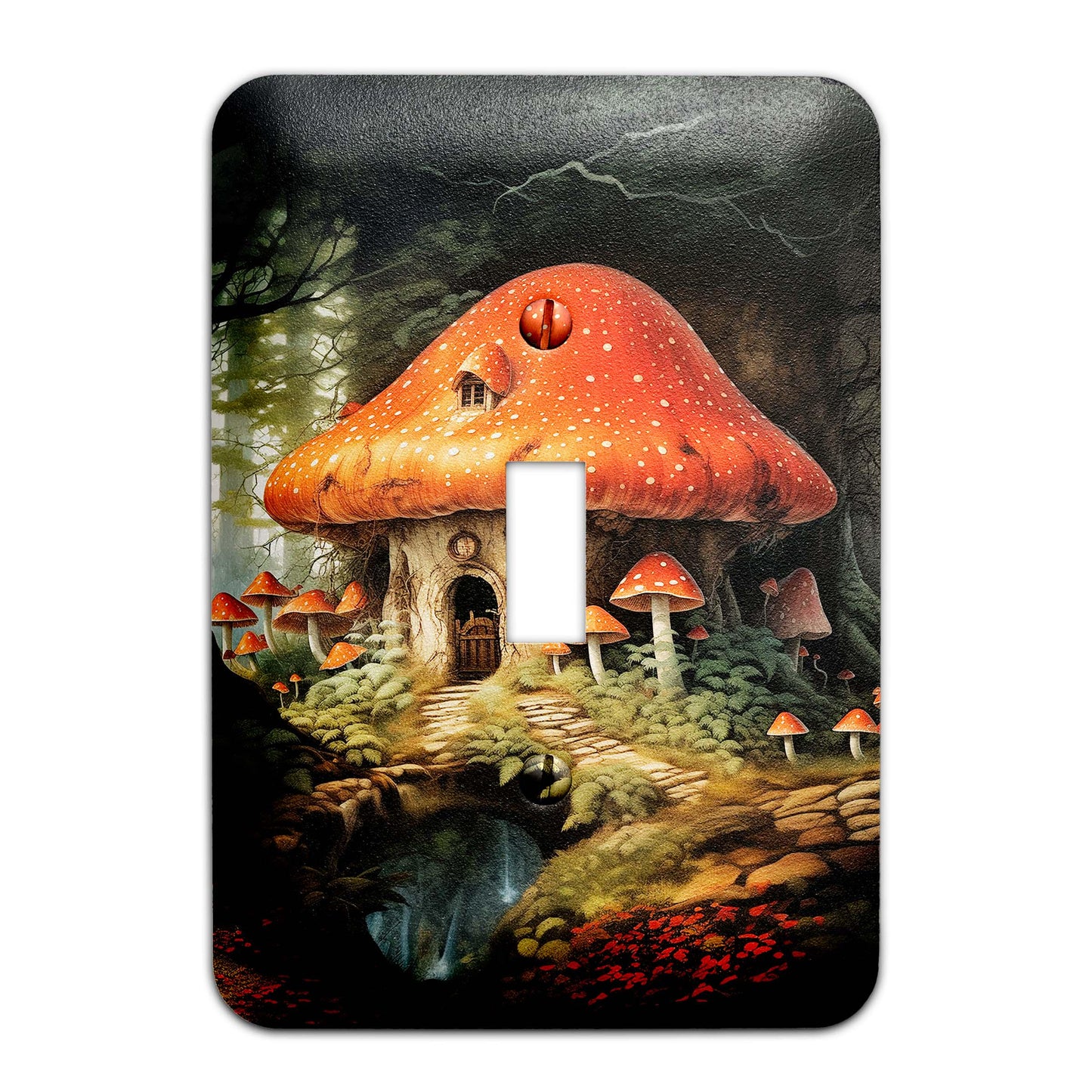 Fantasy Fairy Mushroom Garden Metal Decorative Light Switch Plate Cover - Several Sizes Available #5243