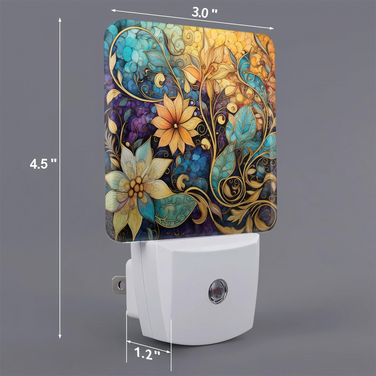 Whimsical floral abstract LED night light with dusk-to-dawn sensor, decorative plug-in nightlight for bedroom, artistic home decor with soft glow.