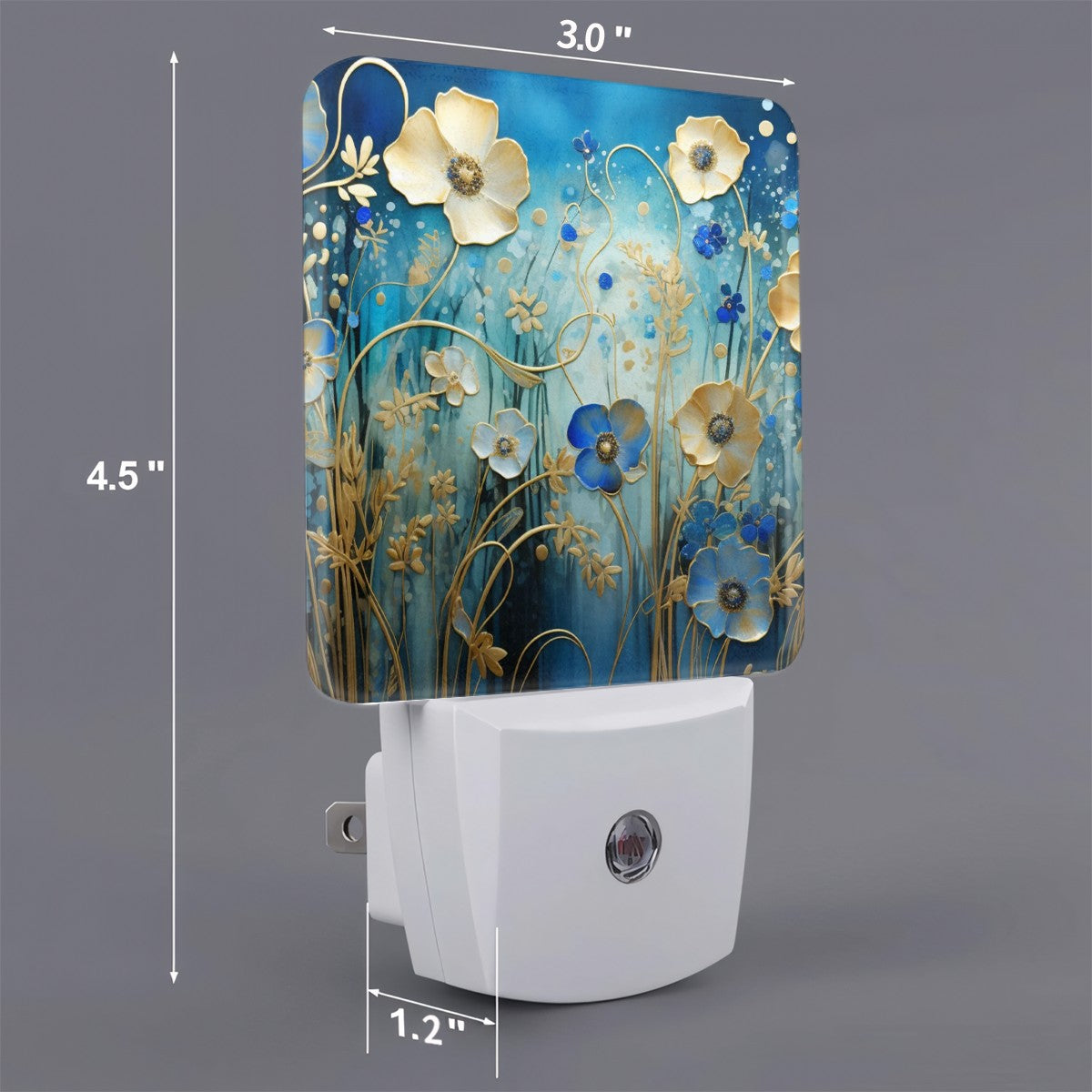 Gustav Klimt Inspired Midnight Gilded Garden Custom LED Dusk to Dawn Night Light, Home Decor, Wall Art #5336