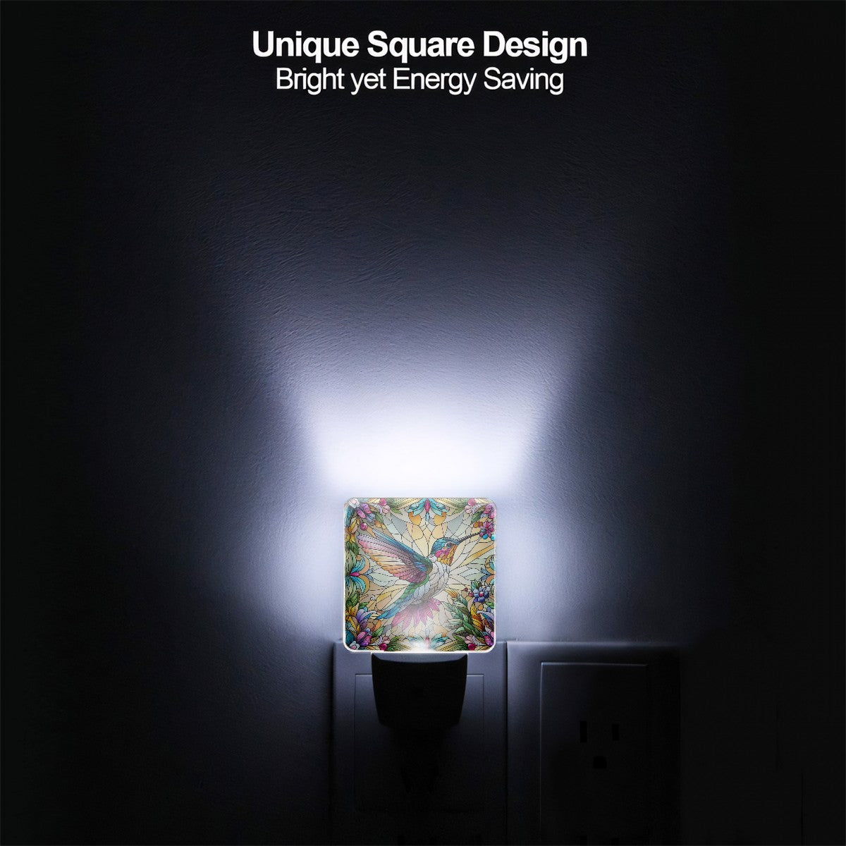 Radiant Hummingbird Design Custom LED Dusk to Dawn Night Light, Home Decor, Wall Art #5368