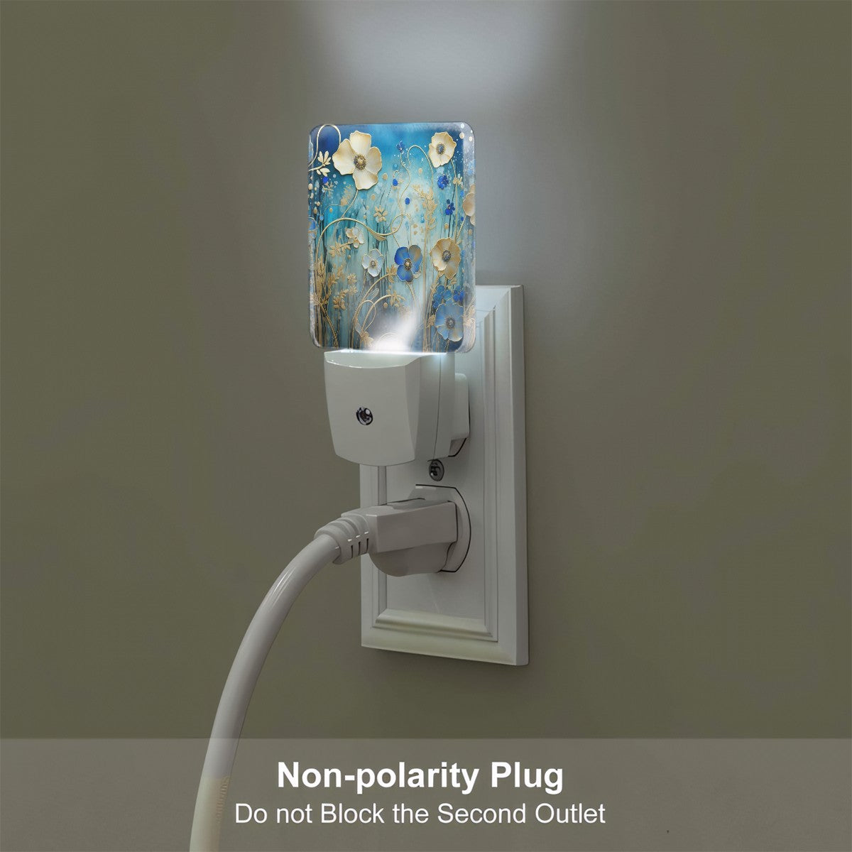 Gustav Klimt Inspired Midnight Gilded Garden Custom LED Dusk to Dawn Night Light, Home Decor, Wall Art #5336