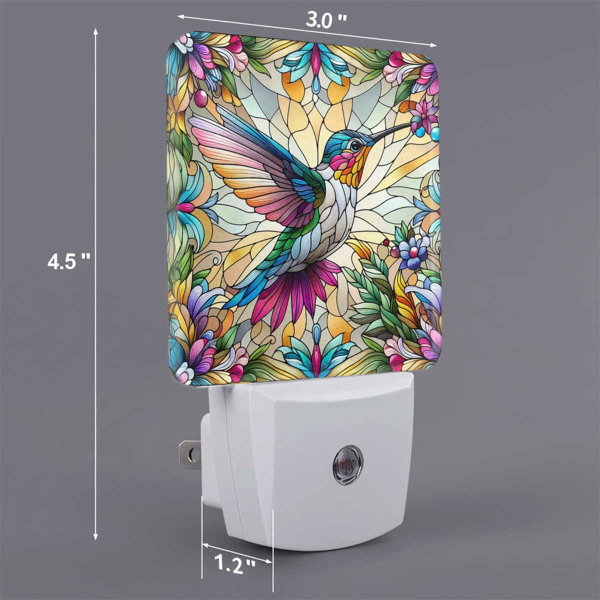 Radiant Hummingbird Design Custom LED Dusk to Dawn Night Light, Home Decor, Wall Art #5368