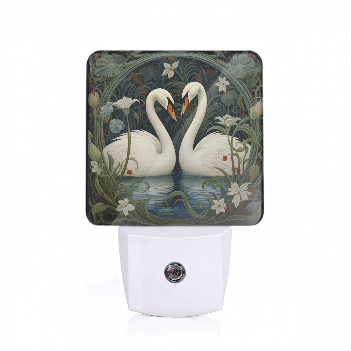 Art Nouveau Swan LED Night Light – Elegant dusk-to-dawn plug-in nightlight with automatic sensor for home decor