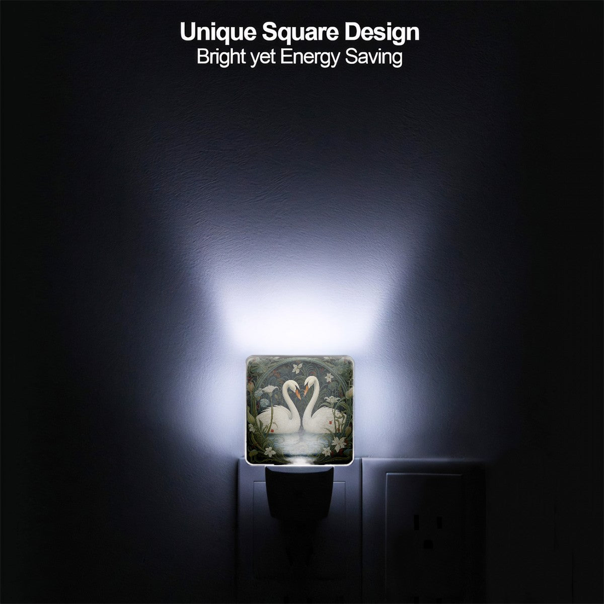 Art Nouveau Swan LED Night Light – Elegant dusk-to-dawn plug-in nightlight with automatic sensor for home decor