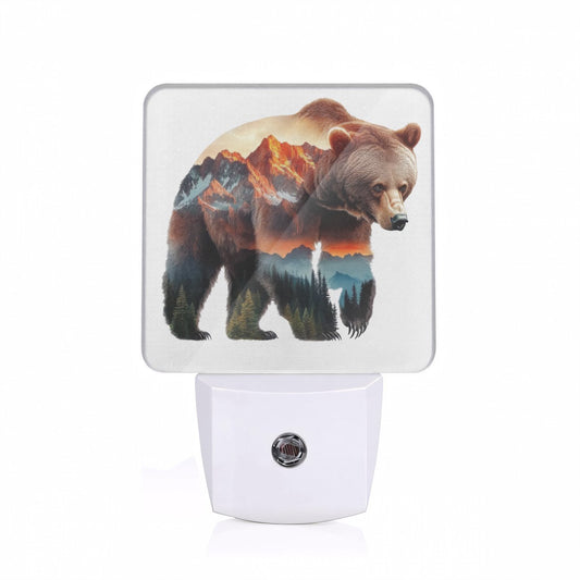 Nightlight - Mountain Bear Custom LED Dusk to Dawn Night Light, Home Decor, Wall Art #5256