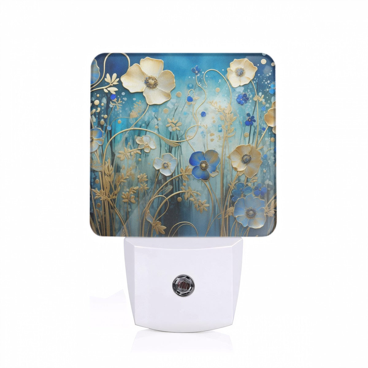 Gustav Klimt Inspired Midnight Gilded Garden Custom LED Dusk to Dawn Night Light, Home Decor, Wall Art #5336