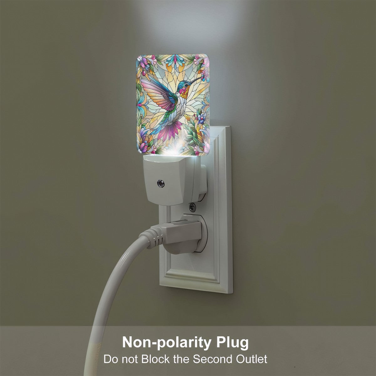Radiant Hummingbird Design Custom LED Dusk to Dawn Night Light, Home Decor, Wall Art #5368