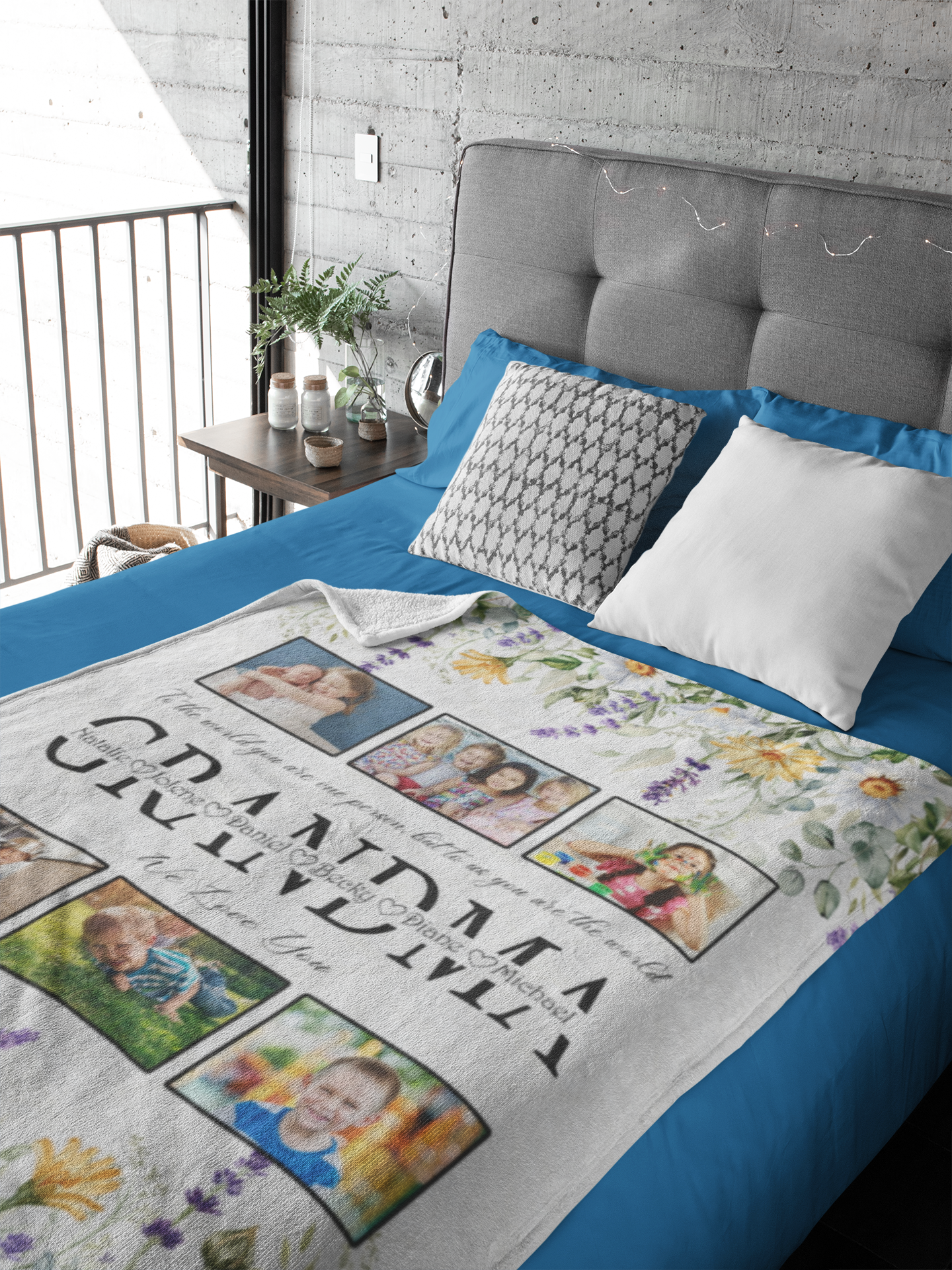 Grandma Photo Blanket - You Are Our World Personalized Plush Blanket, Couch Blanket, Bed Blanket, Travel Blanket, RV Blanket #5161